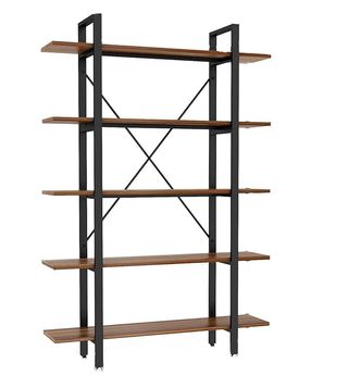 5 tier wood and metal bookcase