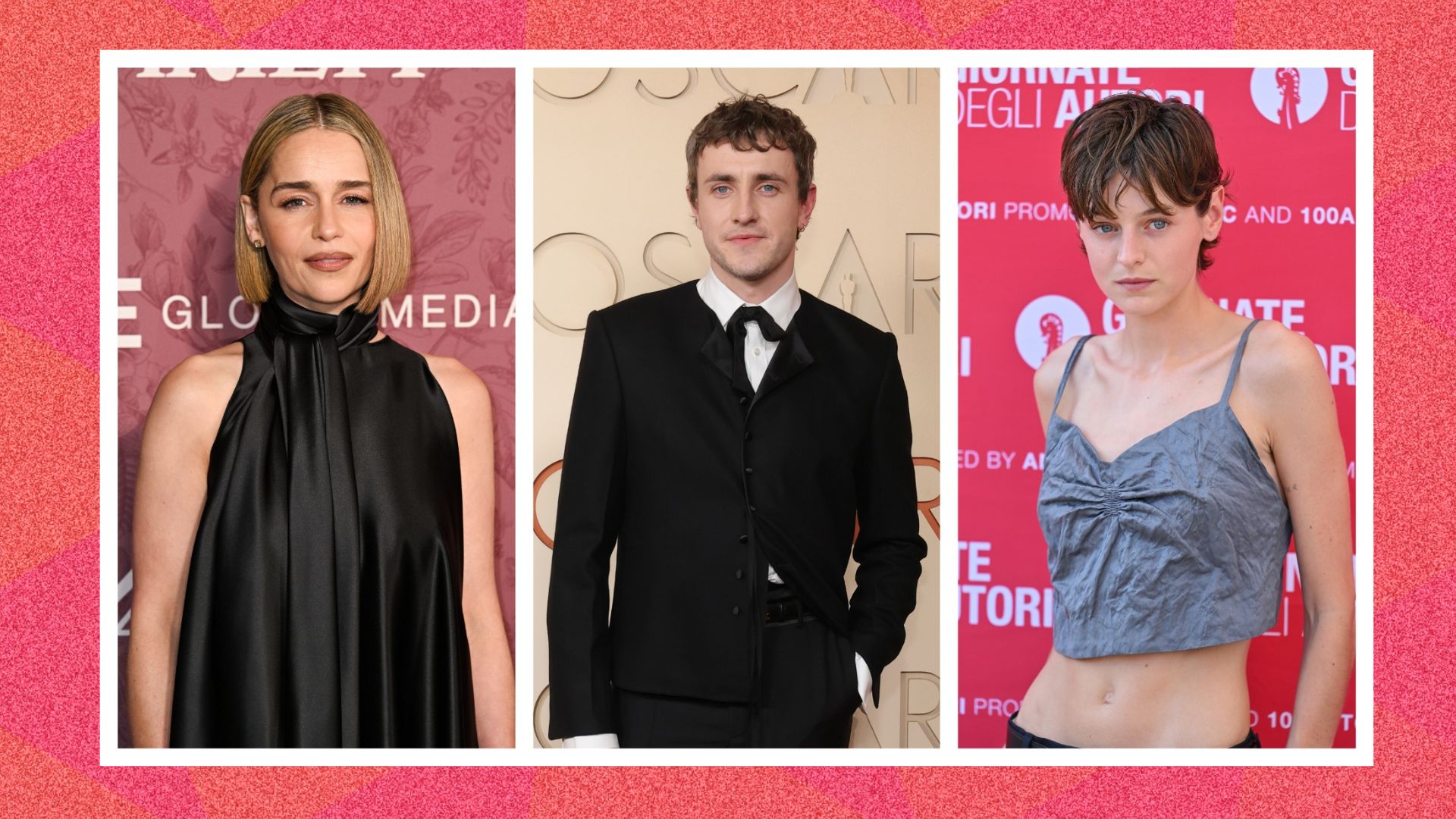 three images spliced together, from L-R Emilia Clarke, Paul Mescal, and Emma Corrin who are all starring in National Theatre productions in 2027
