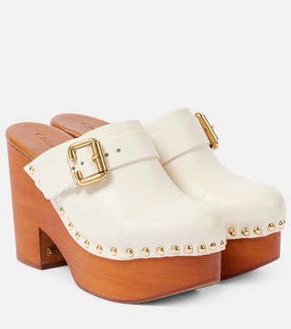 Jeannette Studded Leather Clogs