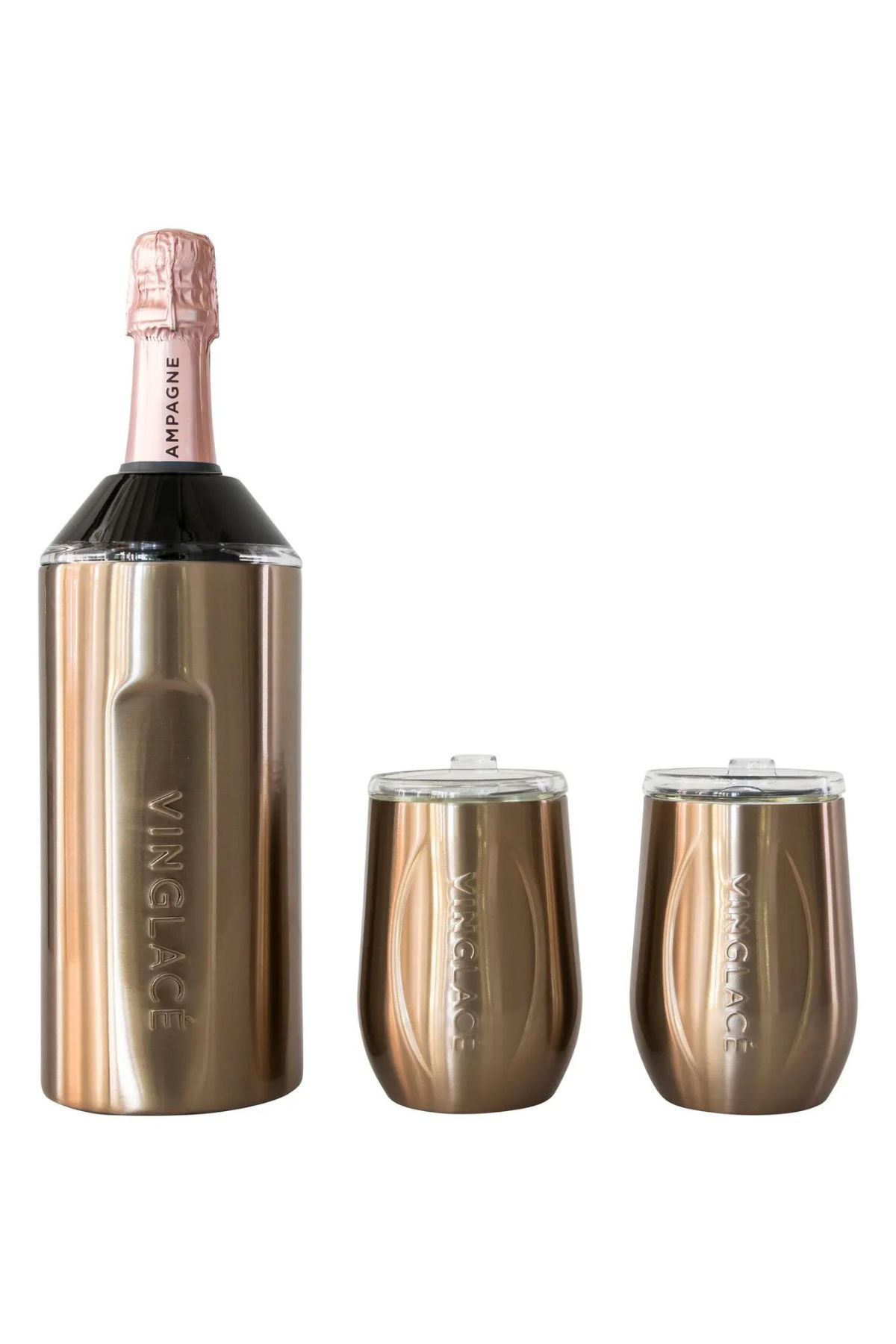 gold wine tumbler set