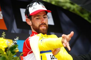 Thomas De Gendt in yellow after stage 3 at Dauphine