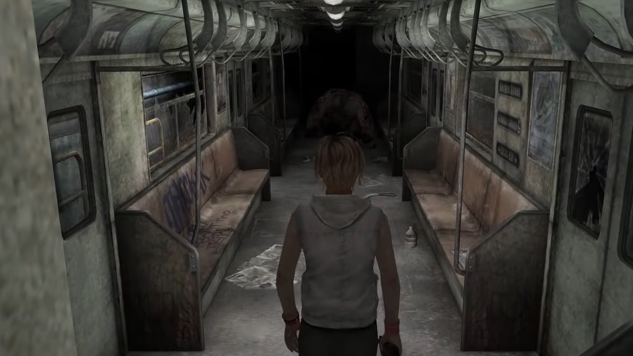 Heather on a subway car in Silent Hill 3