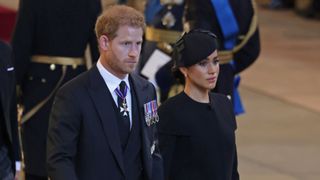 Prince Harry, Duke of Sussex and Meghan, Duchess of Sussex leave Westminster Hall on September 14, 2022