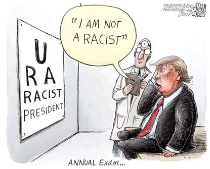 Political cartoon U.S. Trump health racist comments