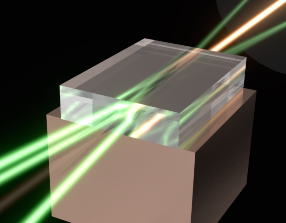 The &quot;super&quot; laser brings together the power of multiple laser beams directed into a single intense output using an ultra-pure diamond crystal at the point of convergence.