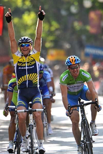 Borut Bozic (Vacansoleil) celebrates his win