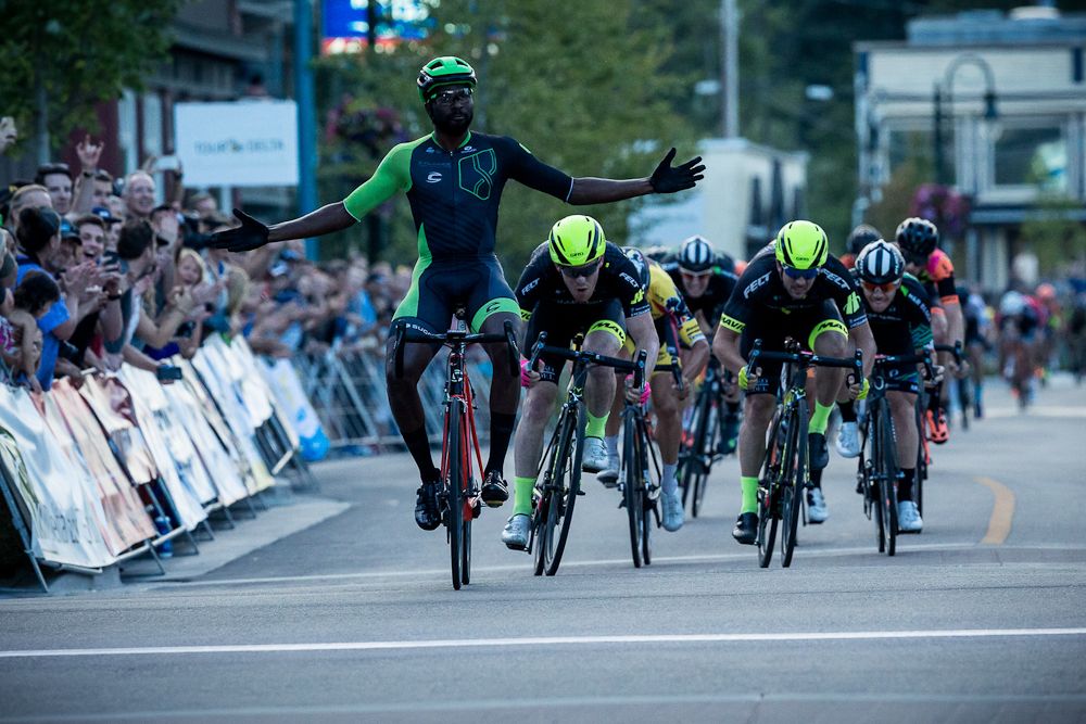 Justin Williams wins the Ladner Criterium on a borrowed bike