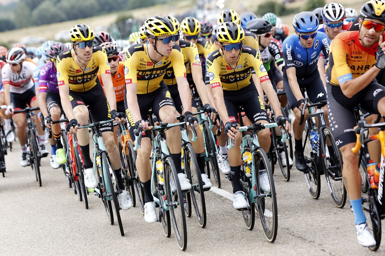 Vuelta a Burgos 2020 42th Edition 1st stage Catedral de Burgos Mirador del Castillo 157 km 28072020 Pascal Eenkhoorn NED Team Jumbo Visma George Bennett NZL Team Jumbo Visma photo Luis Angel GomezBettiniPhoto2020