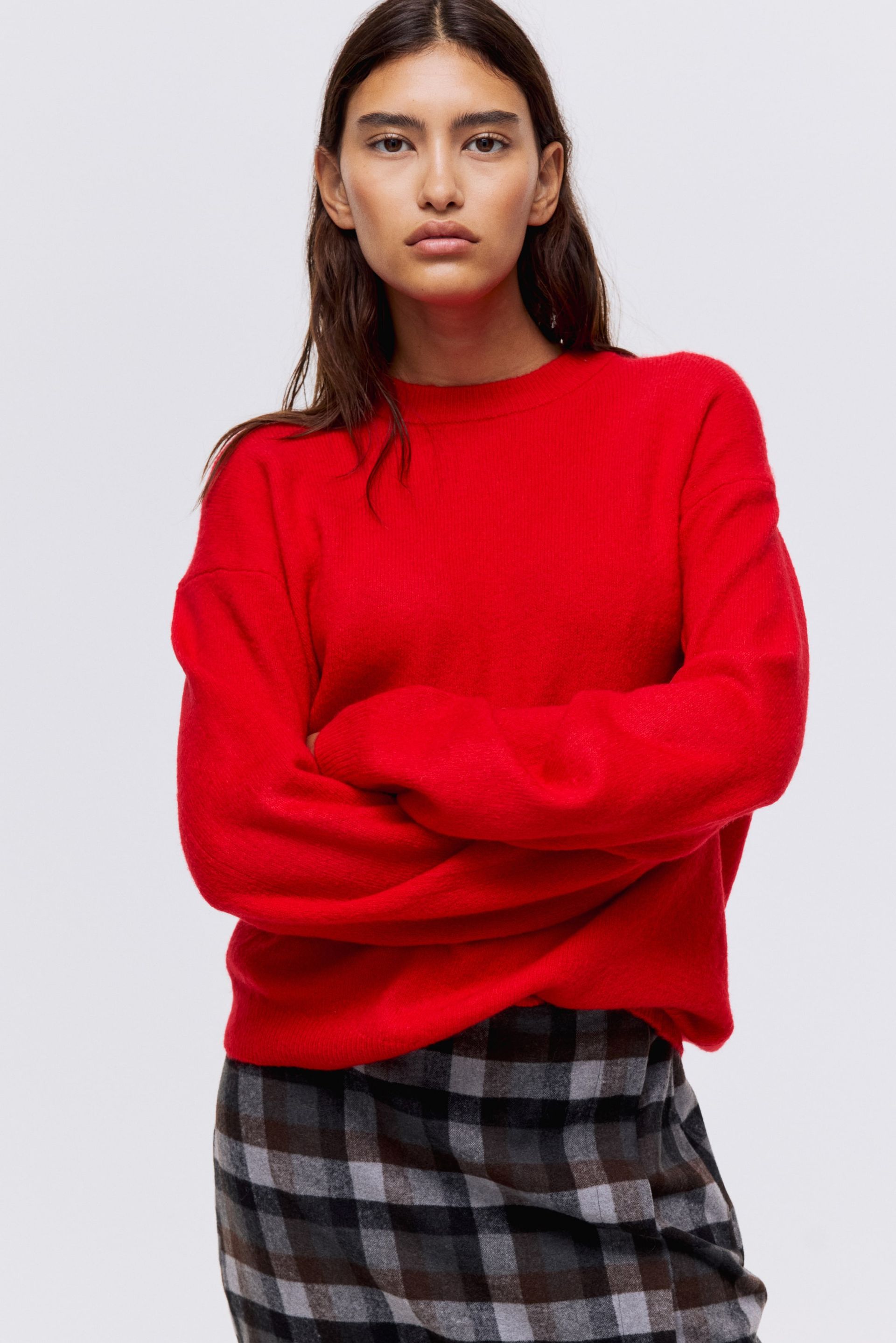 Knit Sweater - Beige Melange/color-Block