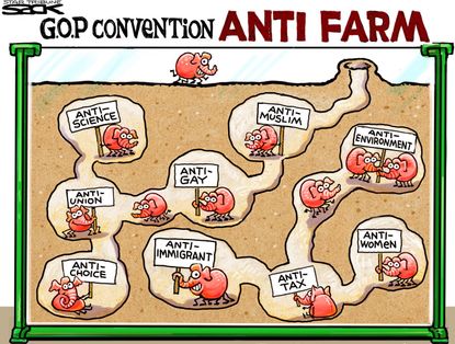 Political cartoon U.S. GOP Convention anti-farm racism