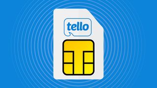 Tello branded sim card on blue background