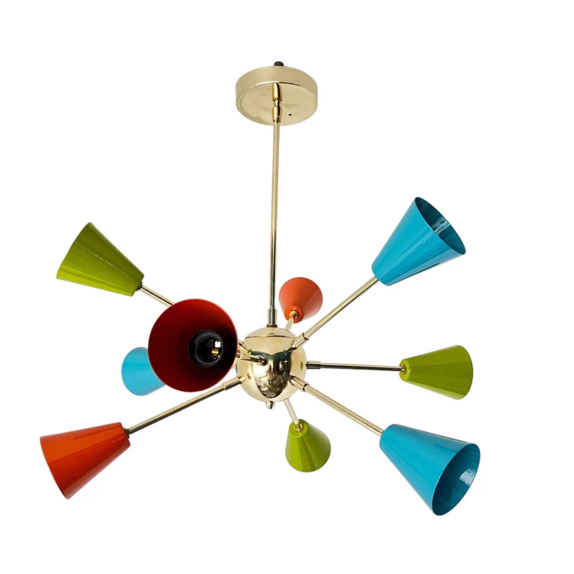 CrescentBrightness, Stilnovo-Style Rainbow Mid Century Modern Chandelier 