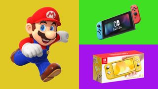 Nintendo Switch blog image of Mario, a Switch 2 console and a Switch Lite
