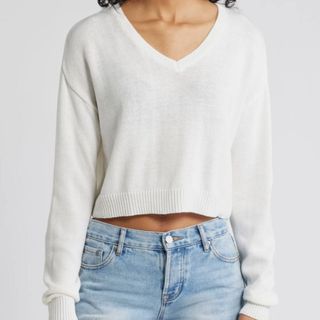 White V-neck jumper from Nordstrom 