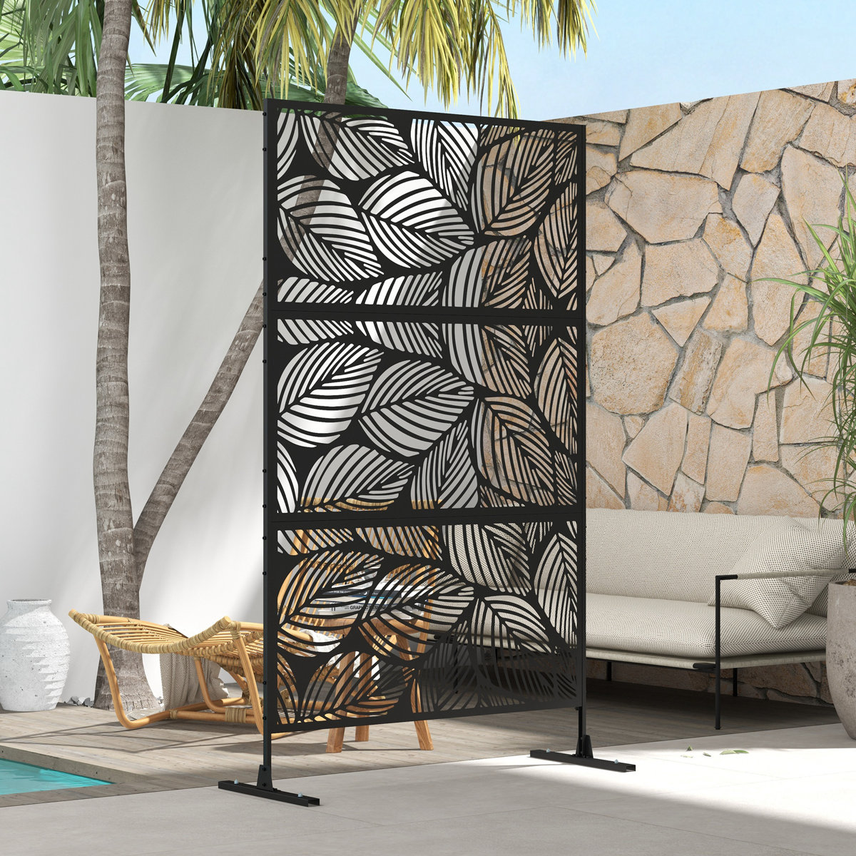 Ophelia &amp;amp; Co. Hiltraud 198cm H X 122cm W Steel Privacy&amp;nbsp;screen Included &amp;amp; Reviews | Wayfair.co.uk