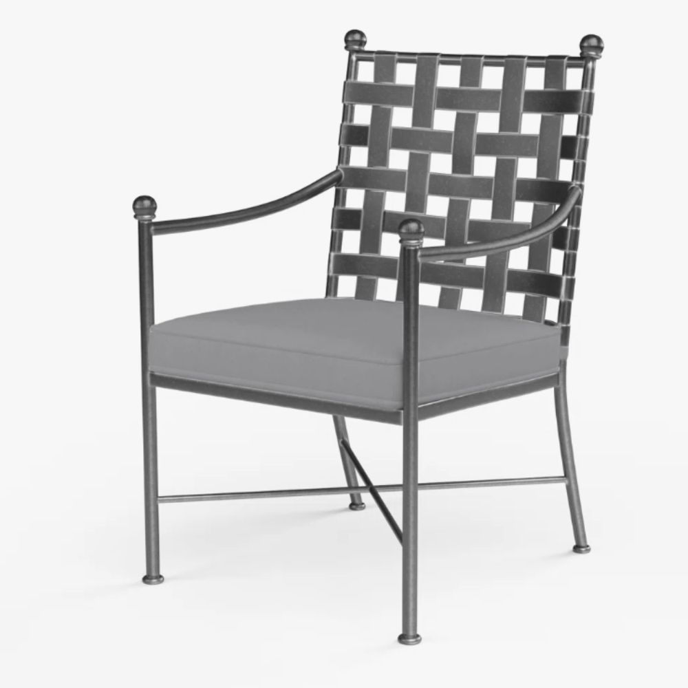 grey lattice metal chair