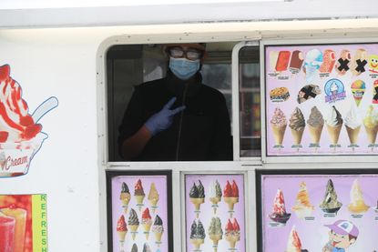 An ice cream truck that's sold out of Choco Tacos