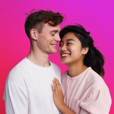 A heterosexual couple looking loveingly at eachother for Lovehoney