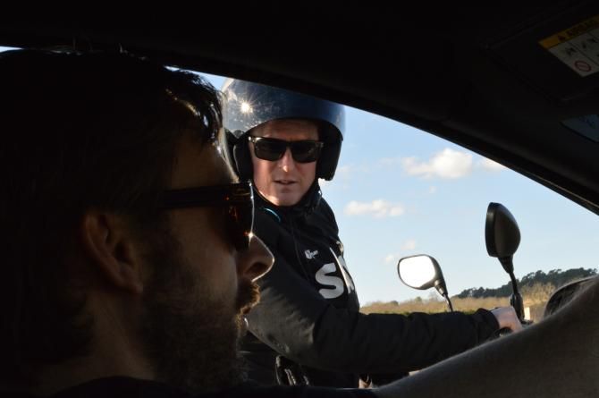 Servais Knaven and Rod Ellingworth catch up during a training ride