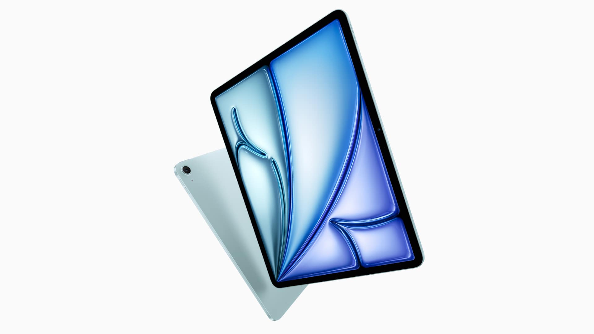Two Apple iPad Air (2024) tablets against a gray background.