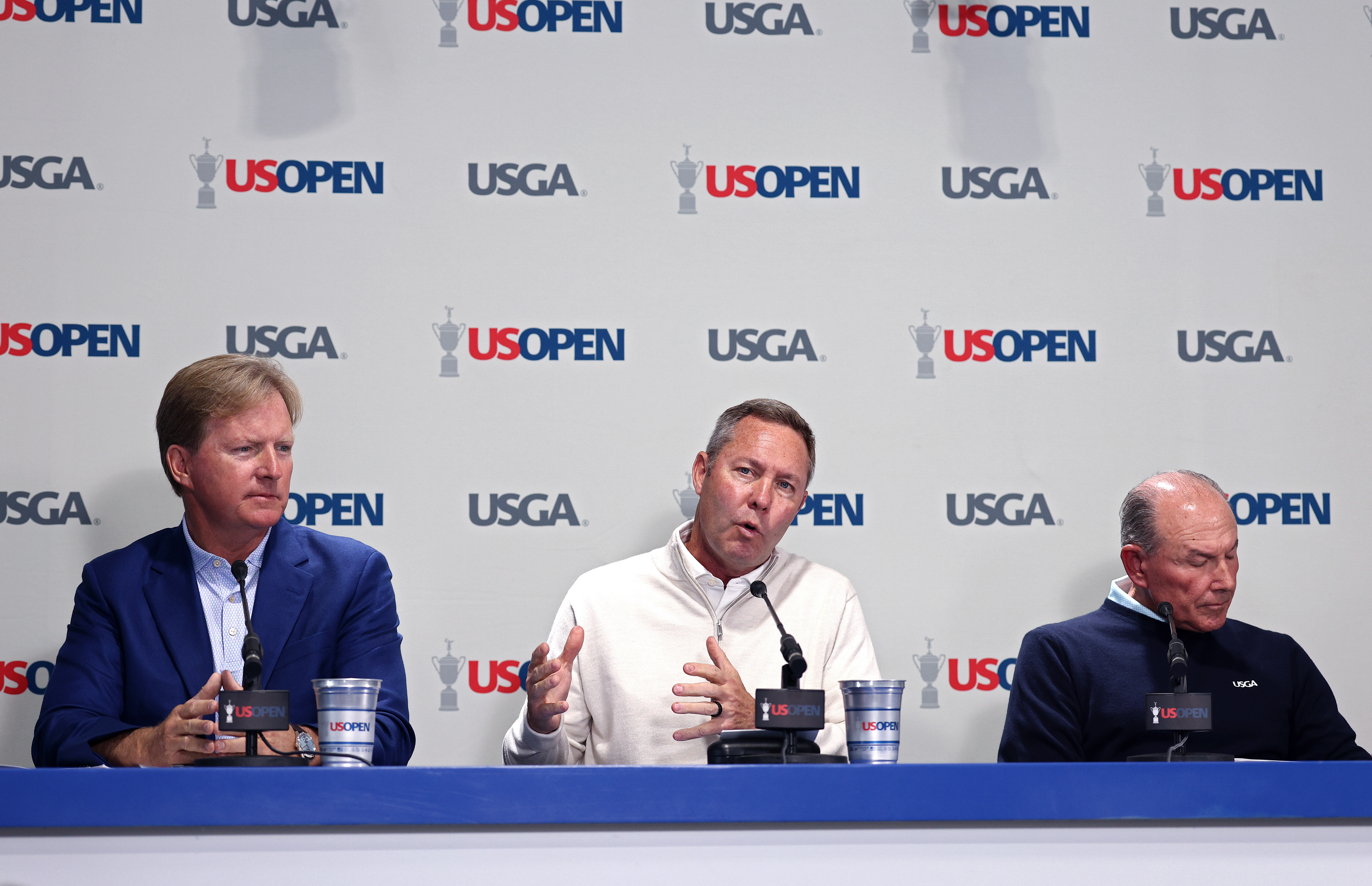 (L to R) USGA President Kevin Hammer, USGA CEO Mike Whan and USGA chief championships officer John Bodenhammer