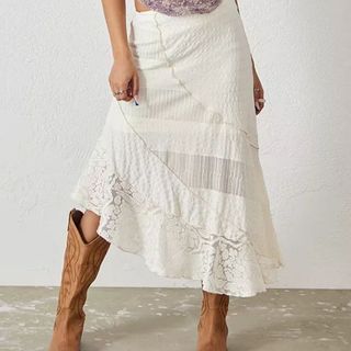 white asymmetric skirt