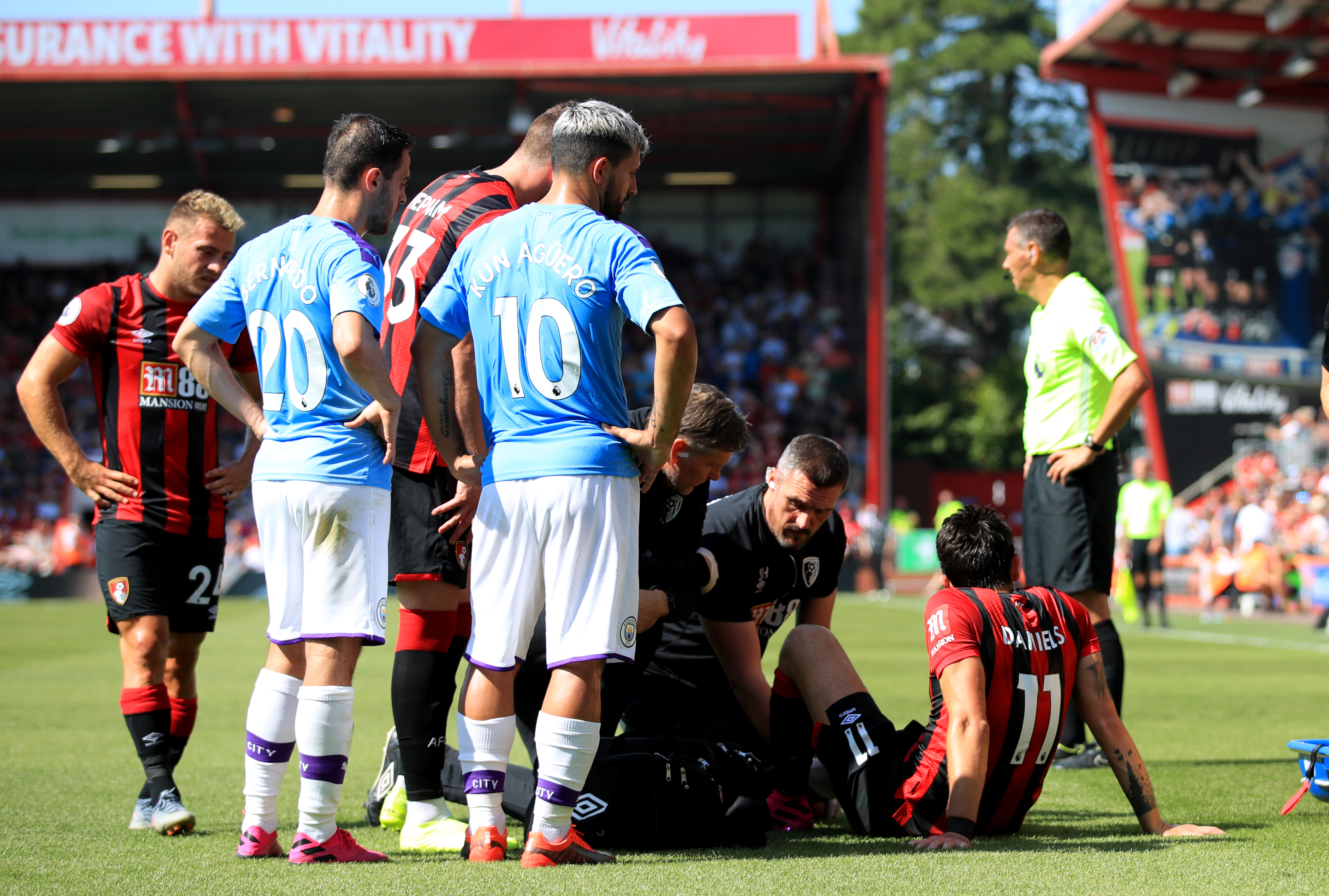 Bournemouth’s Charlie Daniels receives medical treatment
