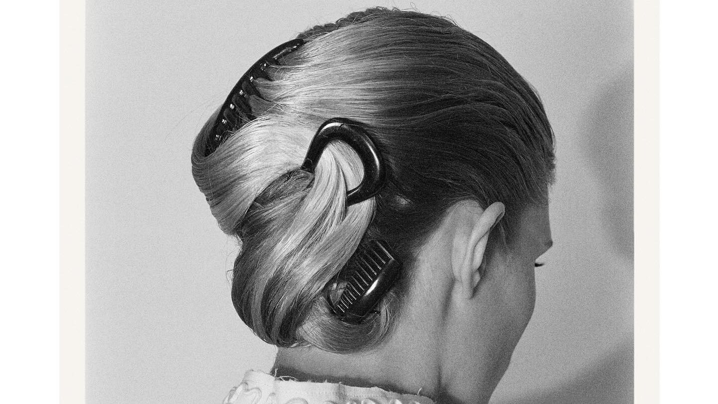 A The Row model's hairstyle for the spring/summer 2026 show.