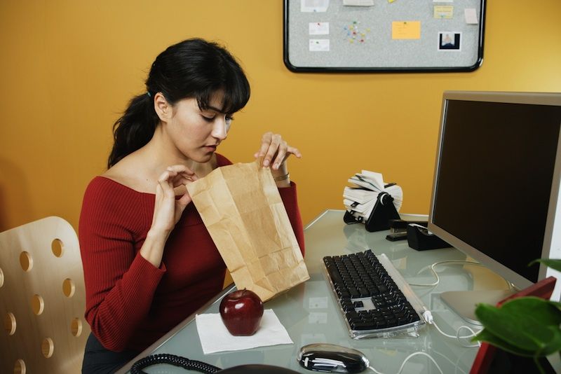 Lunch break at desk