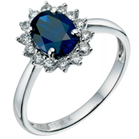 9ct White Gold Created Sapphire Cluster Ring, was £350 now £270 | Ernest Jones