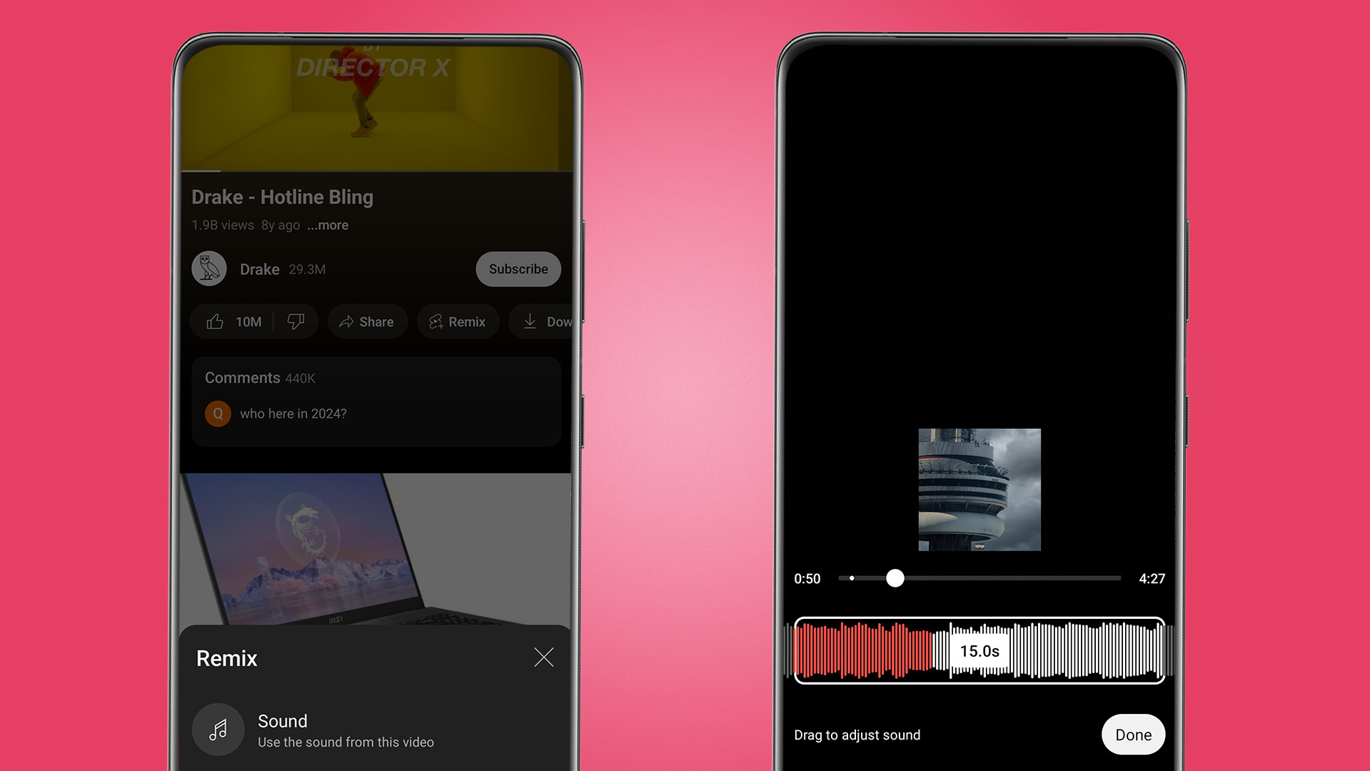 YouTube Short's new Remix tool for Music Videos