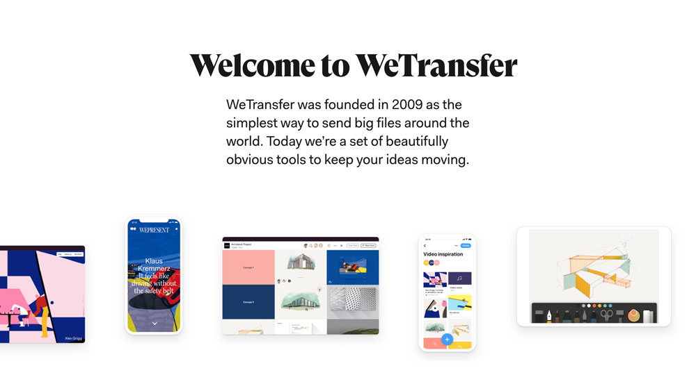 Send large files: WeTransfer