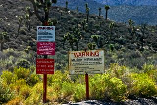 Warning signs tell people to stay away from Area 51.