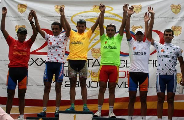 The Vuelta al Ecuador classification leaders.