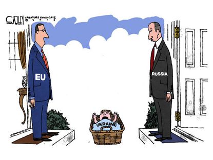 Political cartoon Russia EU Ukraine