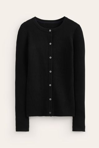 Boden Cotton rib cardigan in black 