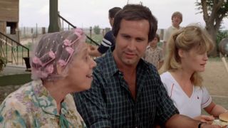 Chevy Chase looking at Aunt Edna in National Lampoon's Vacation