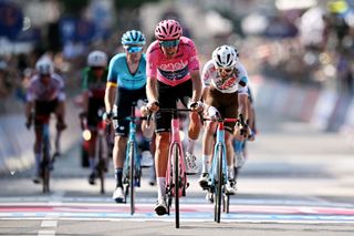 Bruno Armirail (Groupama-FDJ) crosses the line in Bergamo with his Giro d'Italia maglia rosa intact