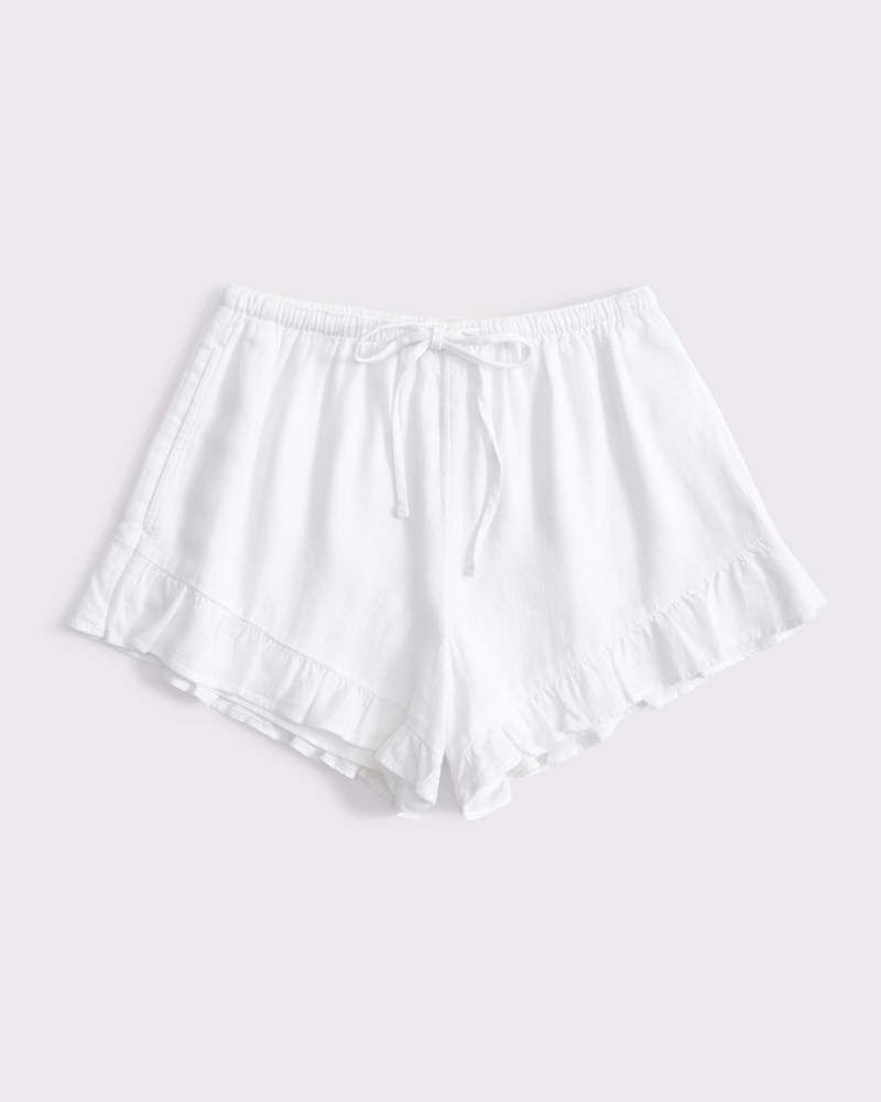 Linen-Blend Ruffle Pull-On Short