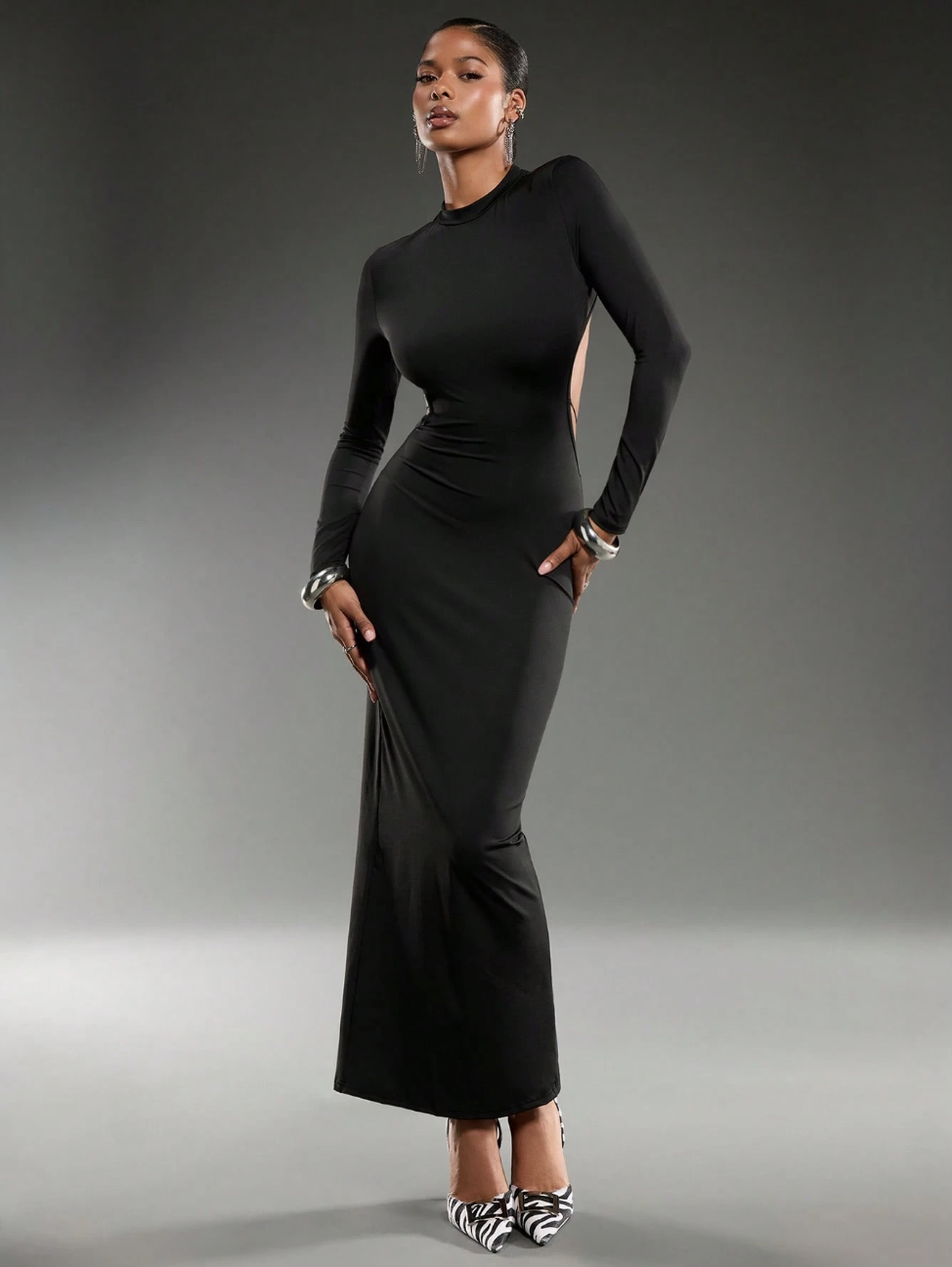 NORMANI, Solid Color Mesh Contrast Hollow Button Casual Top and Mini Skirt 2-Piece Set