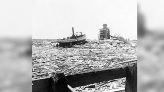 Wreckage after Galveston hurricane