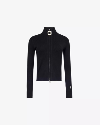 JW Anderson Ribbed High-Neck Stretch-Cotton Blend Cardigan