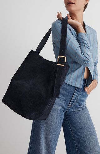 Essentials Suede Bucket Bag