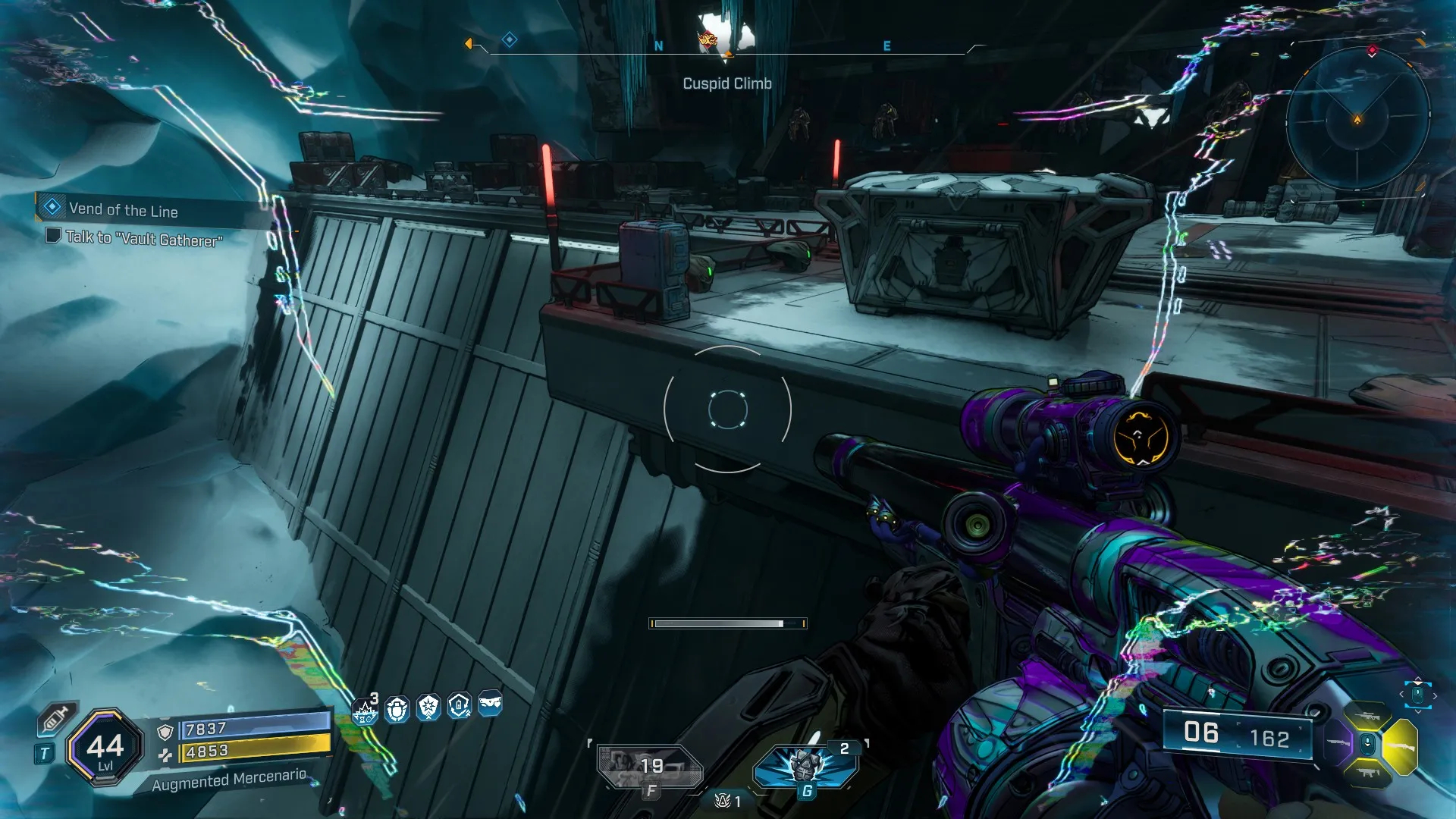 Borderlands 4 Black Market location: A player jumping over a gap, where you can see Maurice's Black Market machine in the distance.