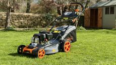 Vonhaus 171cc Petrol Lawn Mower being used on lawn