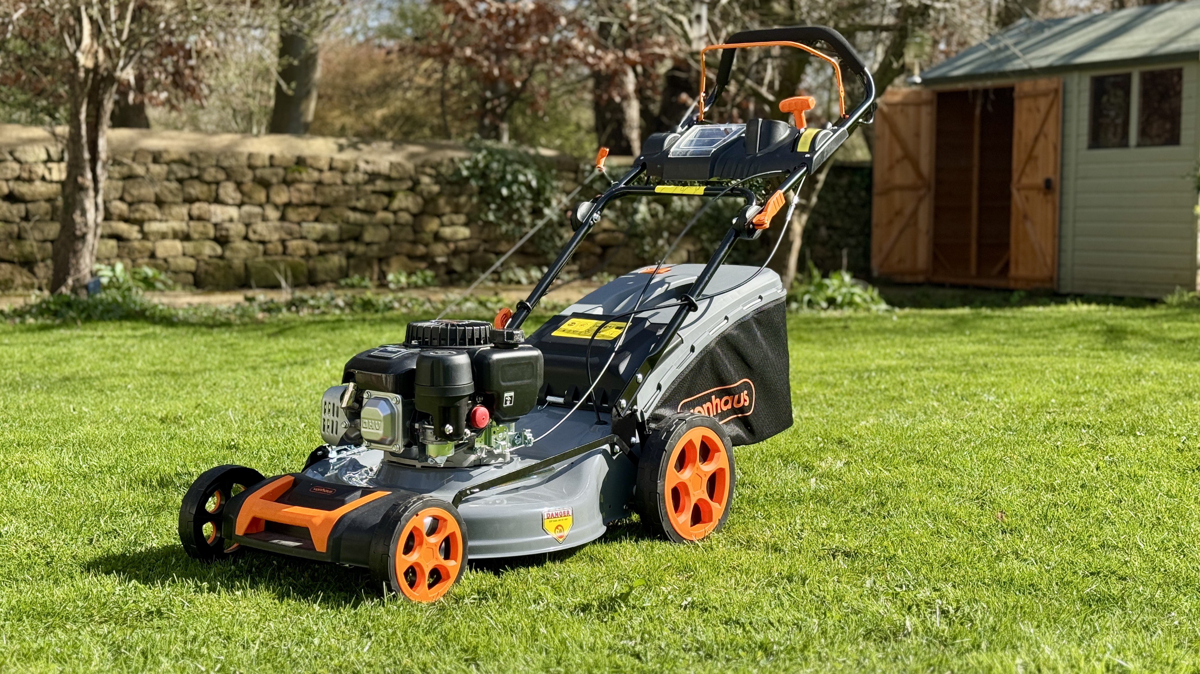Vonhaus 171cc Petrol Lawn Mower being used on lawn