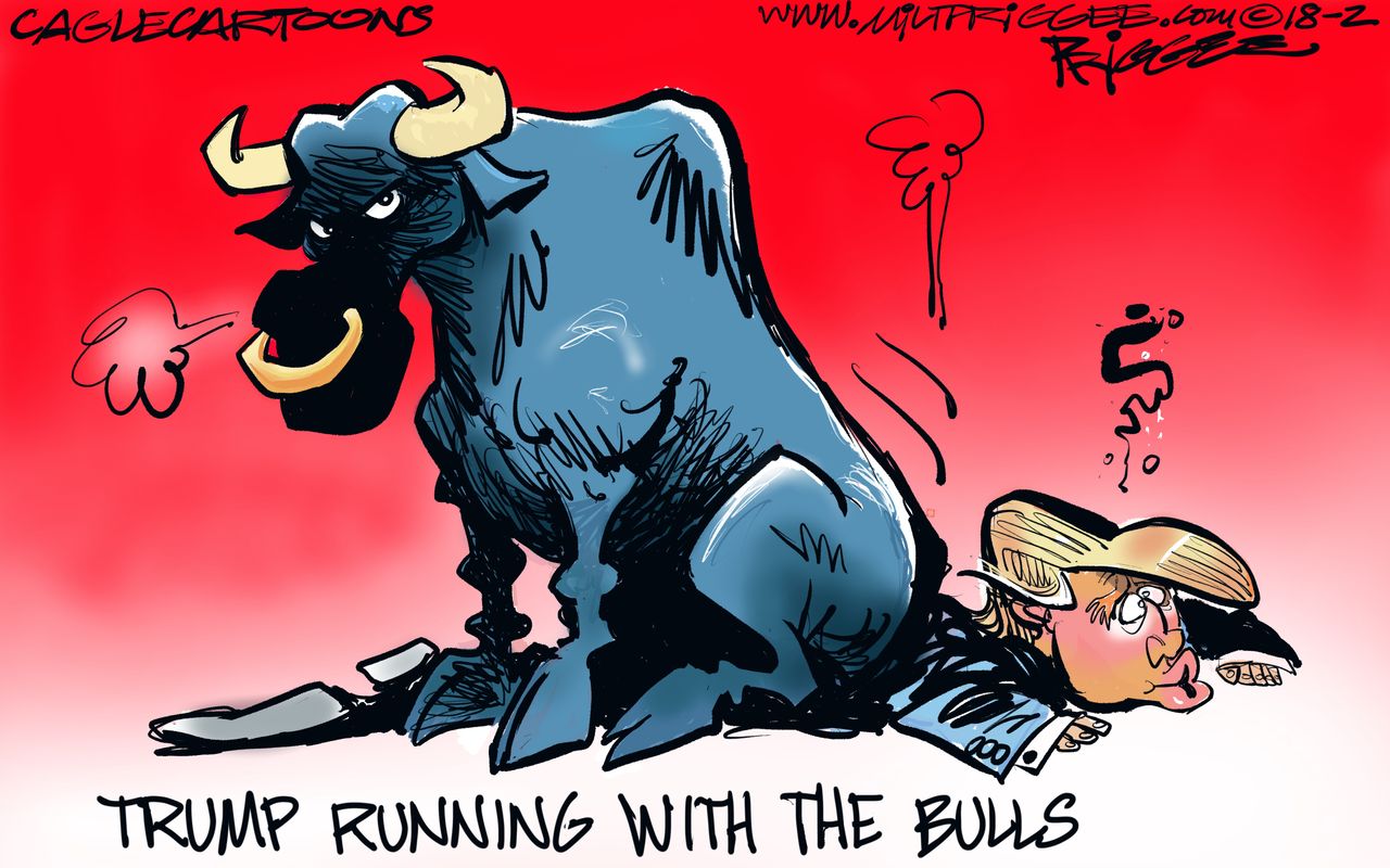 Political cartoon U.S. Trump stock market drop