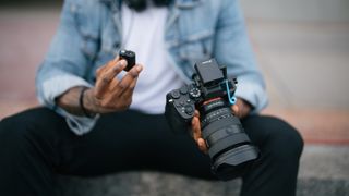 Sennheiser Profile Wireless attached to a Sony camera