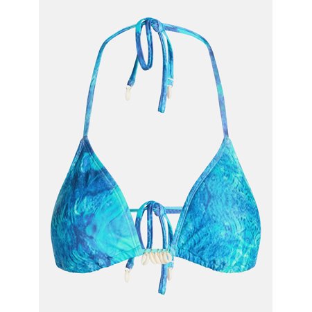Hot Girl by Megan Thee Stallion Summer Women's and Women's Plus Miami Blue Shell Triangle Bikini Top, Sizes Xs-3x