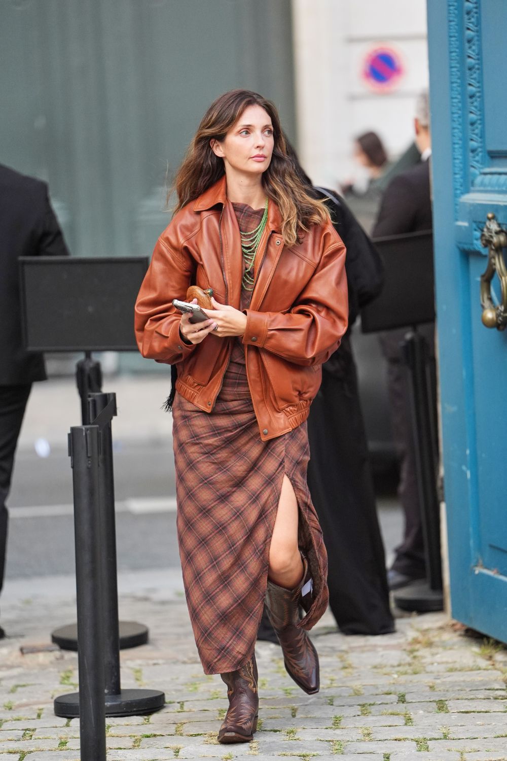Annabelle Belmondo leather bomber jacket